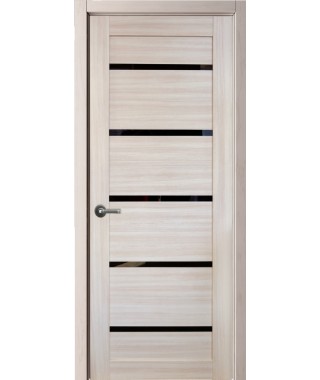 Дверь с ПВХ покрытием 7К (Ясень Крем, черный лакобель)