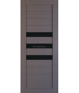 Дверь из экошпона Техно 7 Дуб серый (черное стекло)